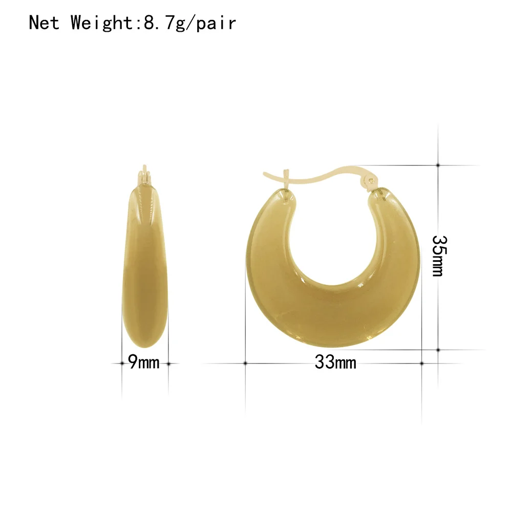 New Colorful Resin Acrylic Charms Earring Gold Color Circle Hoop Earrings For Women Girl Casual Fashion Party Jewelry Gift