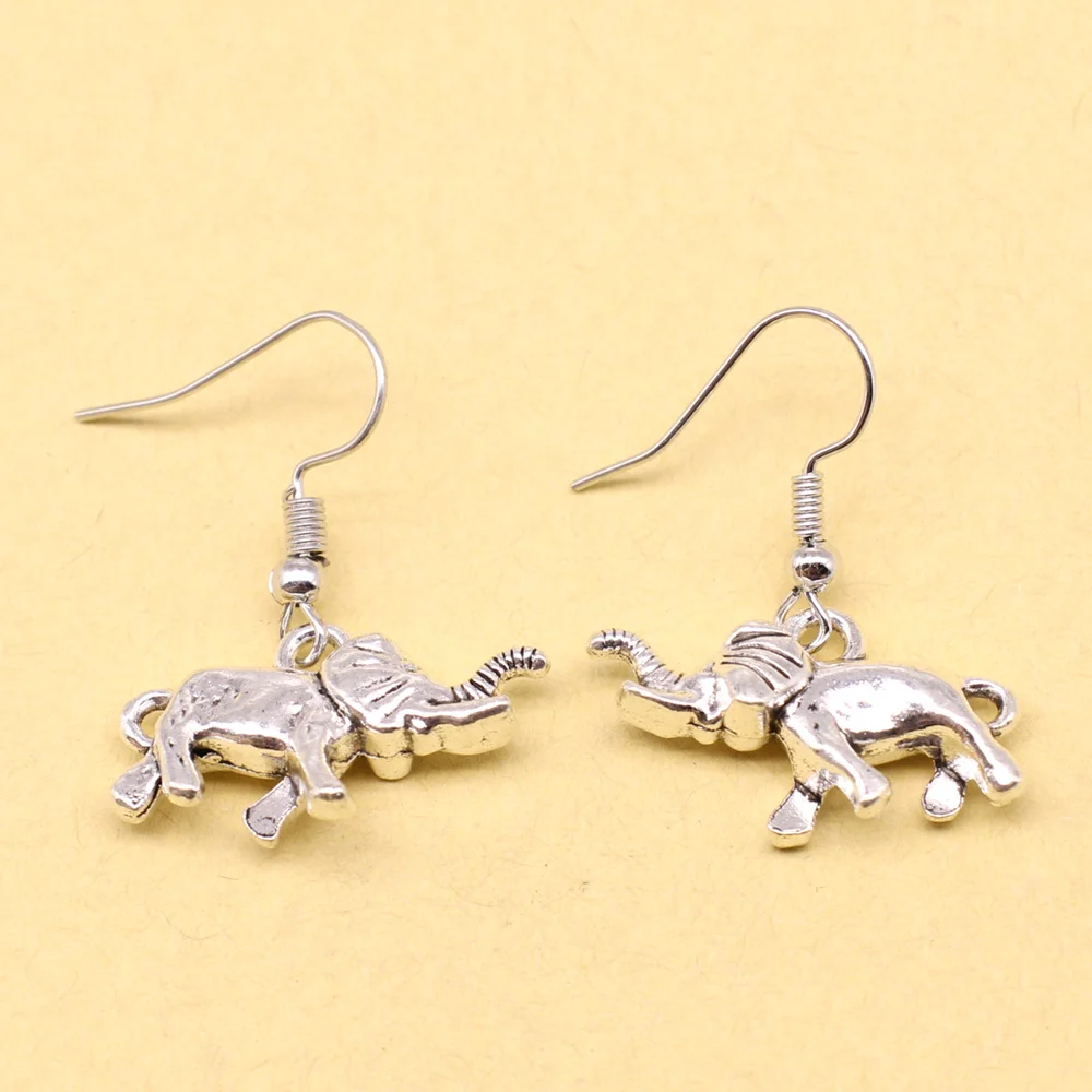 1 Pair 14x25mm Elephants Earrings Pendants School Gifts