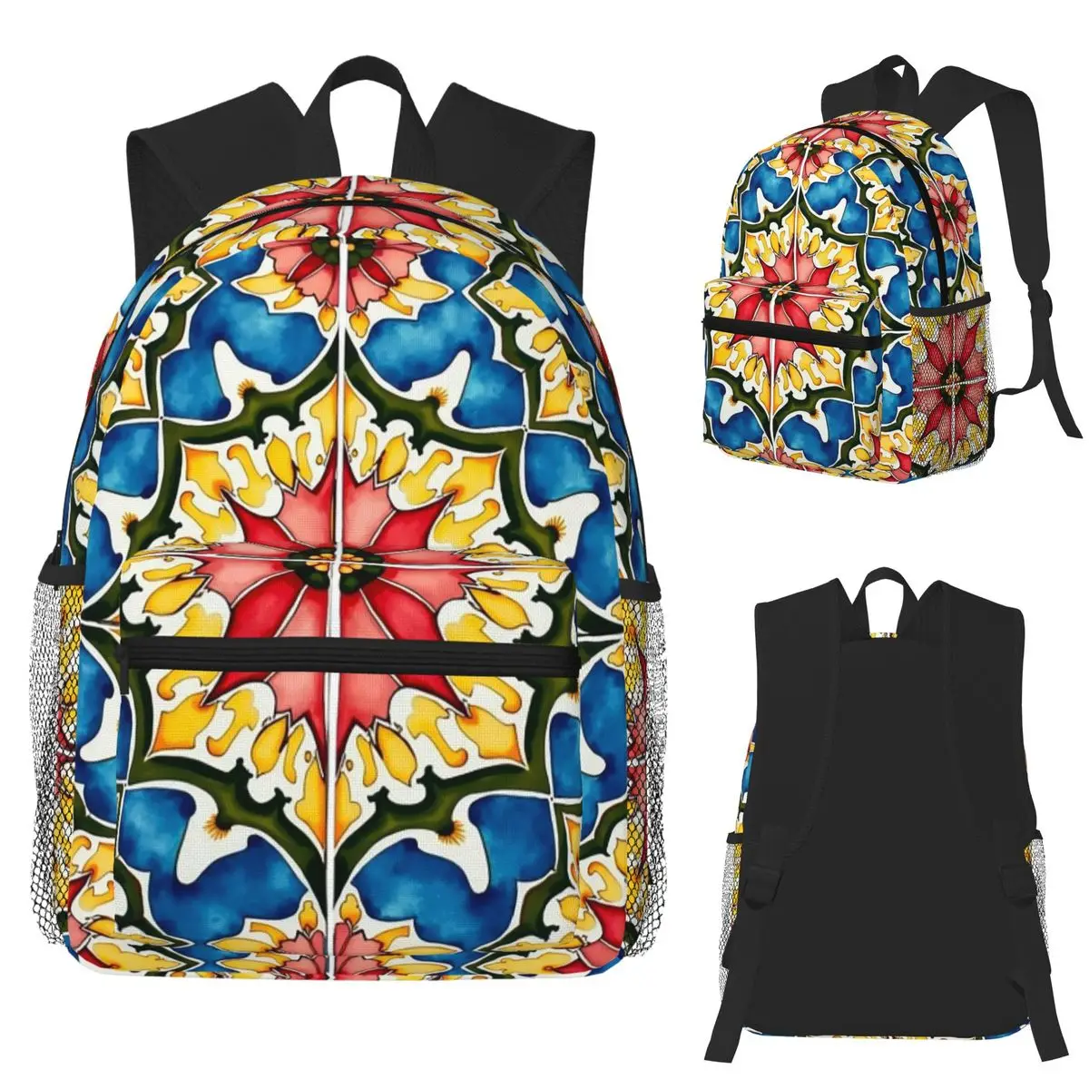 

Mediterranean,colorful,vibrant,mosaic Tiles Art 1 Student Backpack School Bag Daypack for Men Women Bookbag Shoulder Bags