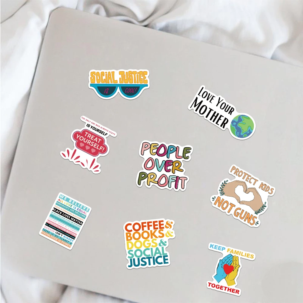 50PCS Style Social Justice Stickers Scrapbooking Collage Material Guitar Water Cup Dicycle Notebook DIY Decorative Stickers