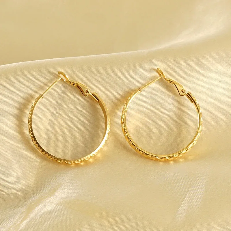

Fashion Stainless Steel Simple Earrings Women's Personality Round Earrings Titanium Steel Versatile Wind Earrings