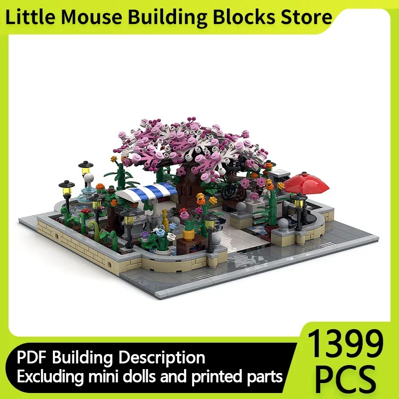 City Street View Model MOC Building Bricks Botanical Park Flower Bed Modular Technology Gifts Holiday Assemble Children Toy Suit