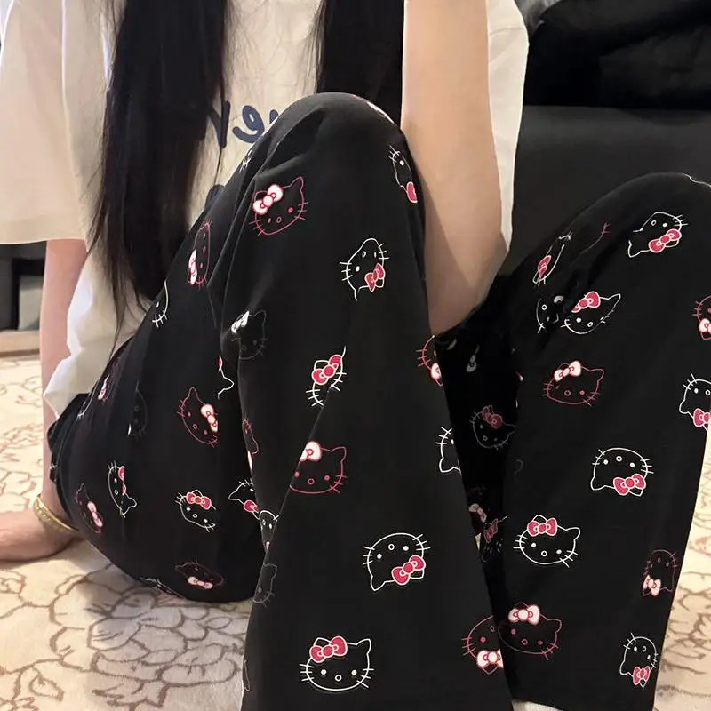 Sanrio Fashion Pajama Pants Hello Kitty New Style Girl Pants Cute Cartoon Walk Pants Spring and Autumn Summer Loose Home Pants