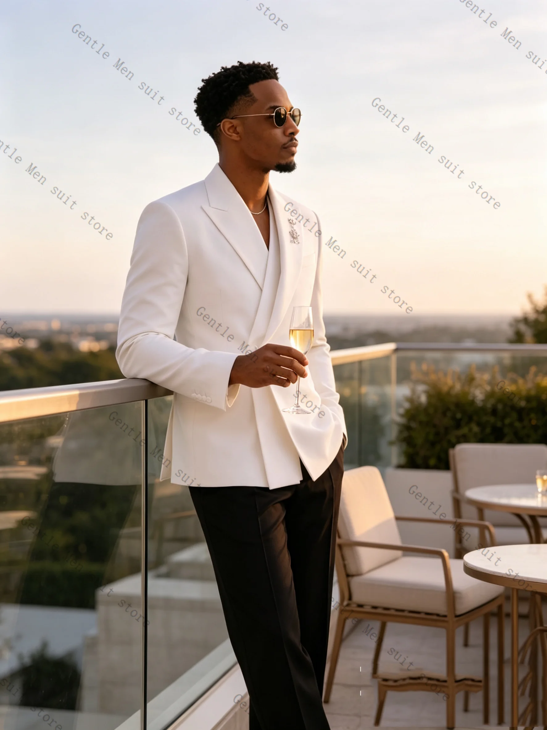 화이트 남성 정장 세트 2피스 블레이저+바지 코튼 신랑 - Men Formal Wear With Coat 리뷰 및 가격