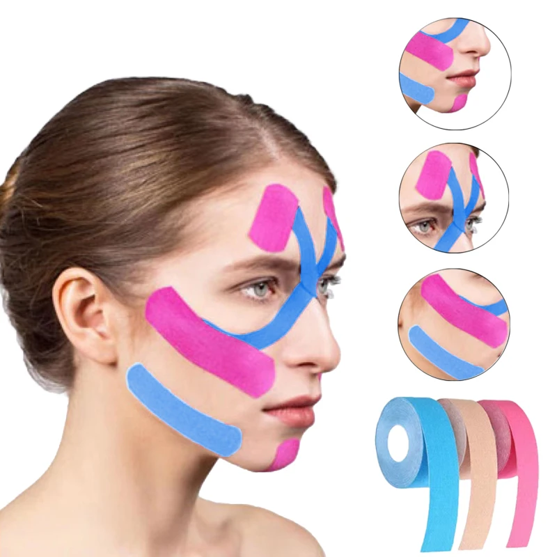 2.5CM x 5M nastro kinesiologico per viso V Line collo occhi sollevamento rimozione rughe nastro adesivo strumento per la cura della pelle del viso benda elastica
