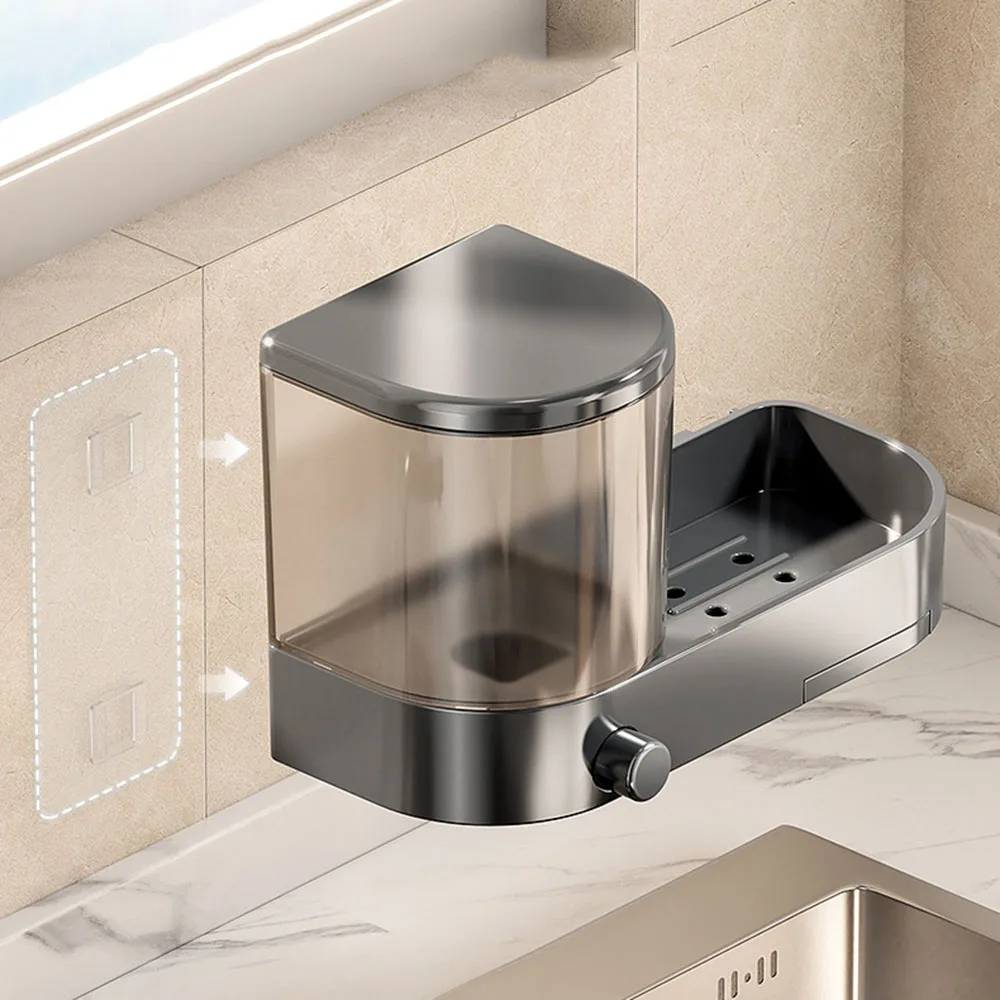 

with Drain Tray Wall Mounted Soap Dispenser Large Capacity Hand Press Hand Sanitizer Container Easy To Install Space Saving