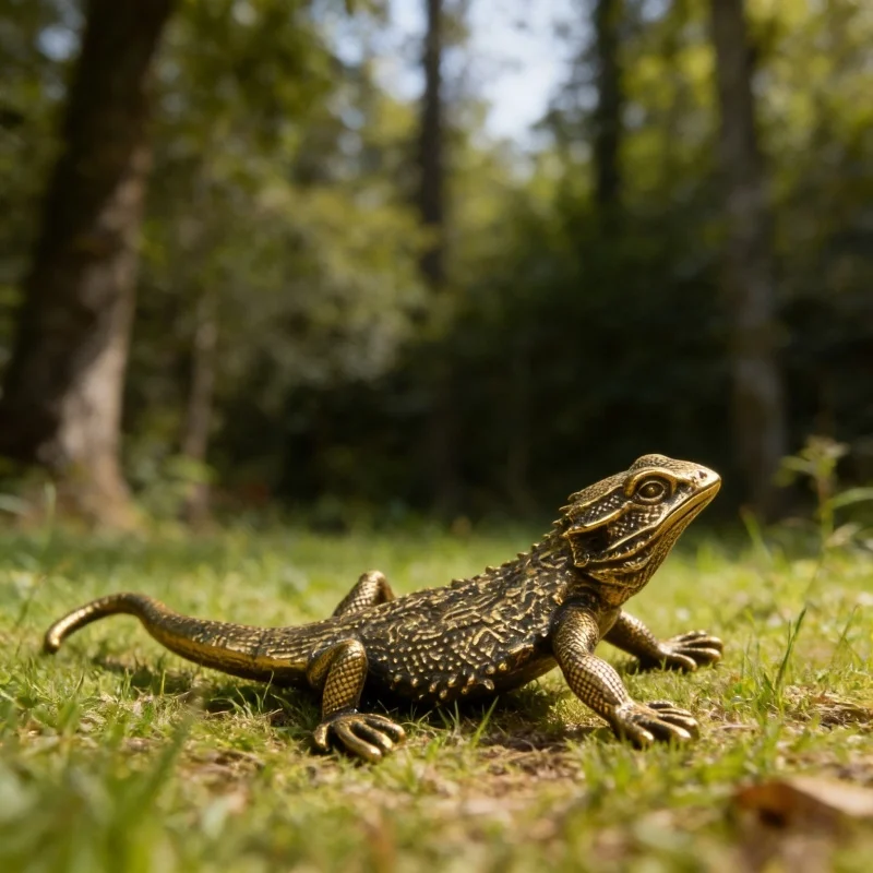 

Vintage Brass Giant Lizard Figurine Tea Pet Antique Craft Animal Collectible Desk Decorations Home Office Wealth Decor