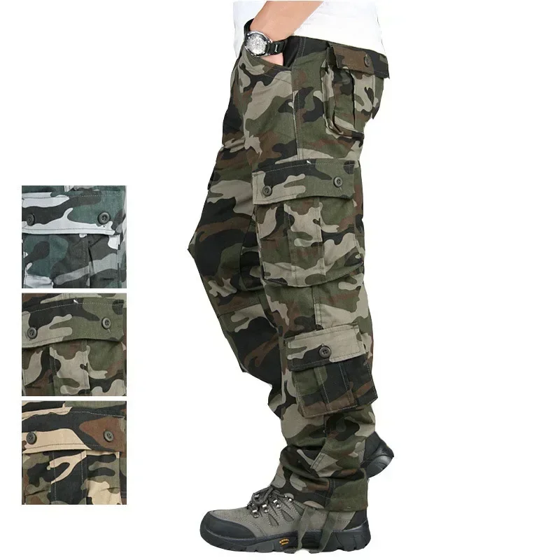 Men's Camouflage Tactical Overalls Outdoor Sports Pants Man Outdoor Sports Straight Pants Man Straight-leg Casual Trousers