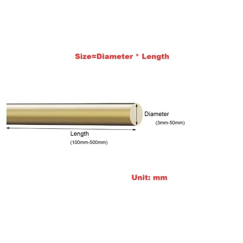 New Solid H59 Brass Round Bar Copper Rod 4 5 6 8 10 To 60mm Diameter
