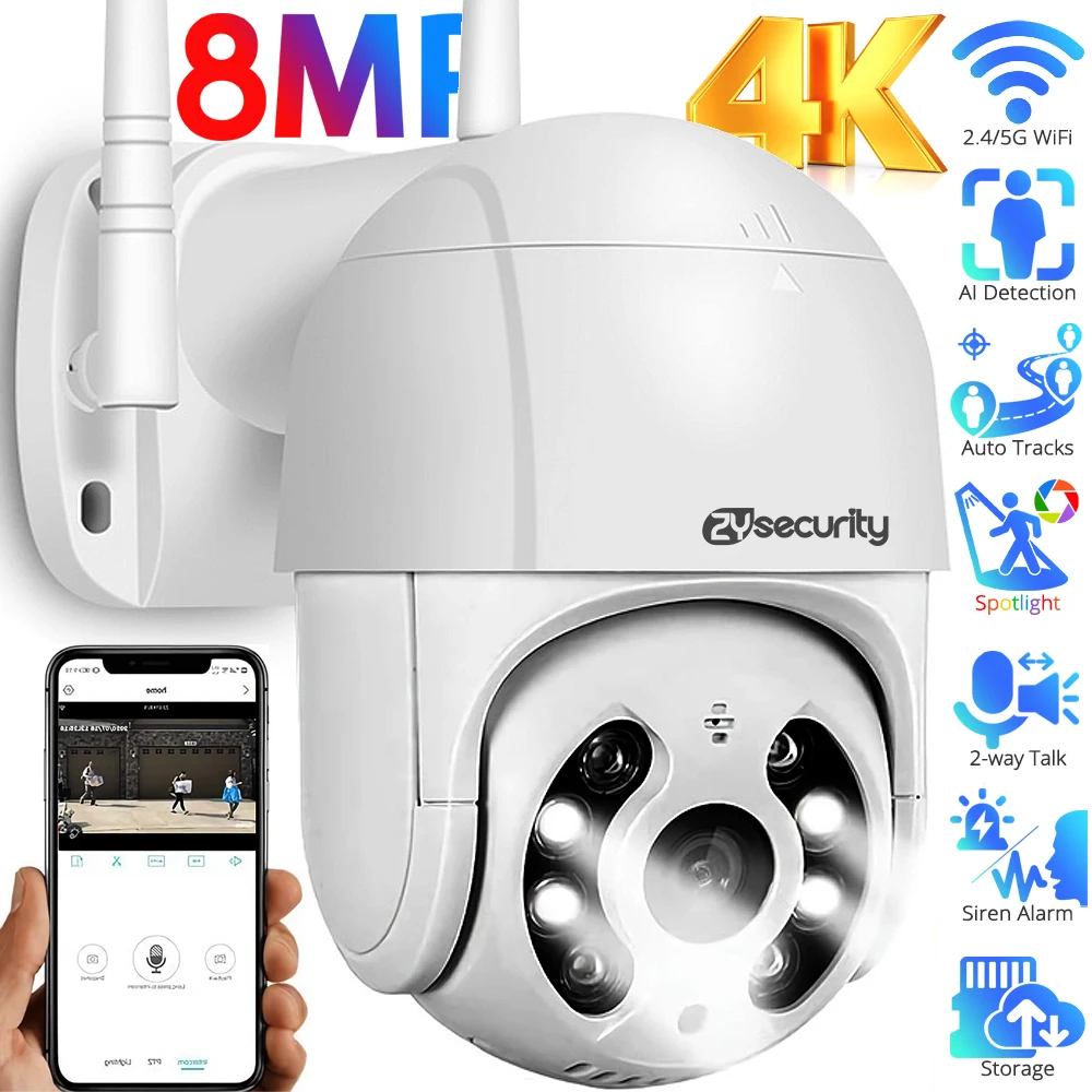 

8MP 4K Wireless PTZ Camera HD 1080P Color Night Vision Wifi IP Camera Outdoor H.265 3MP Ai Auto Tracking CCTV Surveillance Camer