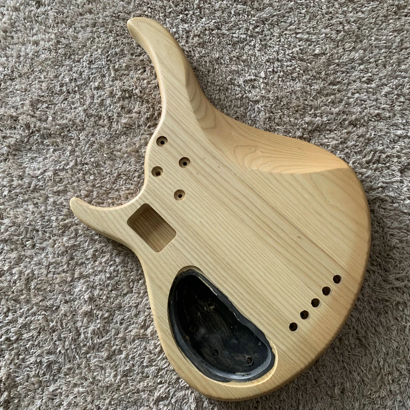 Natural Solid ASH Active Pickups 5 String Electric Bass String Through Body Right Hand Unfinished for Replacement DIY YB608
