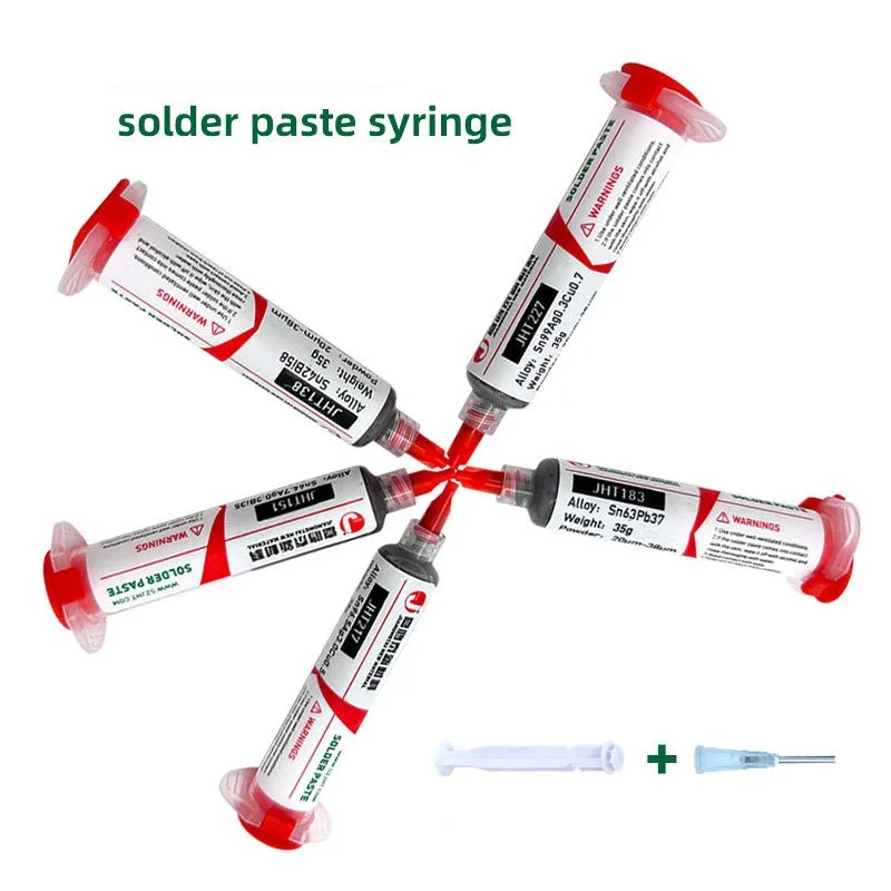 1-10PCS 138/183℃ Solder Paste Syringe Flux for Soldering SMD BGA IC PCB Needle Tube Tin Solder Paste Welding Paste Welding