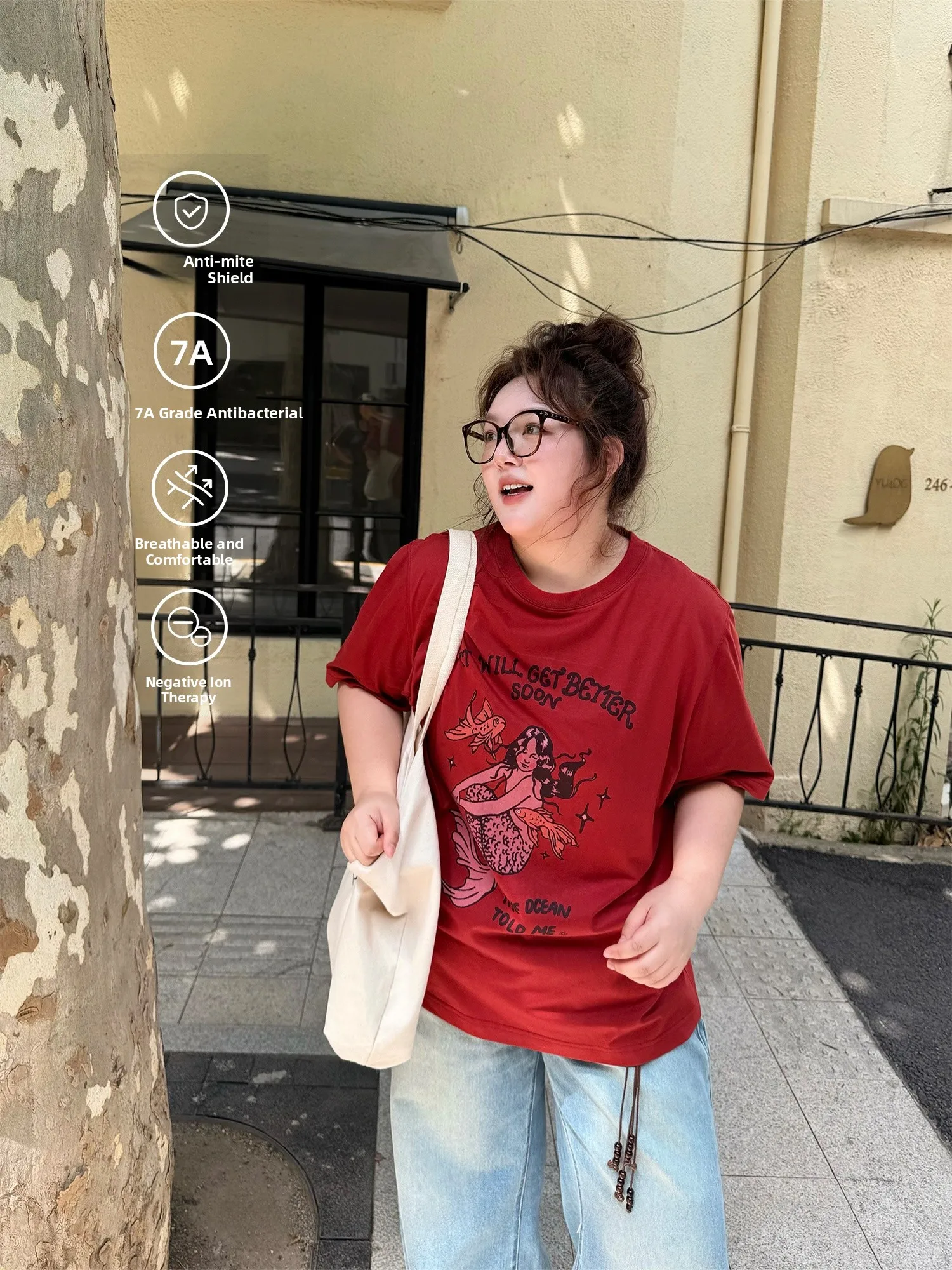 

Retro Sle Pure Cotton Loose Fit ort Sve Women's T-irt Fi Tail Design Comfortable Breathable Summer Top