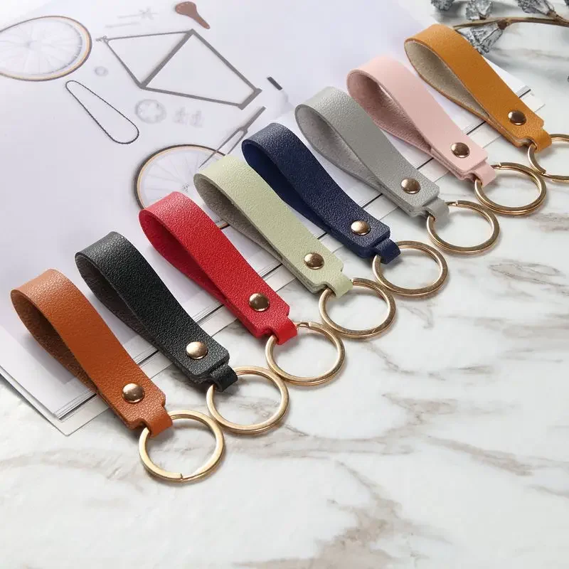 Car Leather Keychain Fashion PU Business Gift Leather Key Chain Men Women Car Key Strap Waist Wallet KeyChains Keyrings