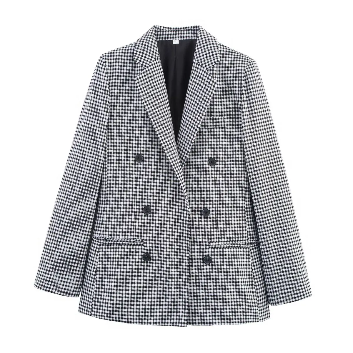 Fashionable Two-Tone Plaid Suit Jacket Women's Autumn New Style Versatile Design Polyester Business Casual Long Sleeve Coat