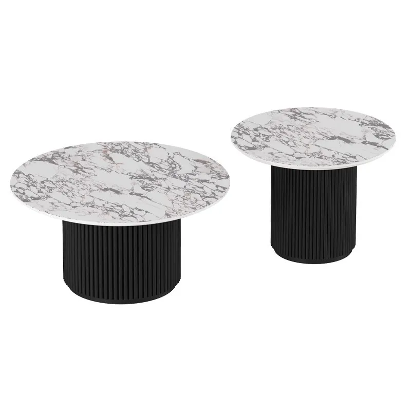 

Cream wind rock slab round coffee table living room household small apartment simple light luxury modern