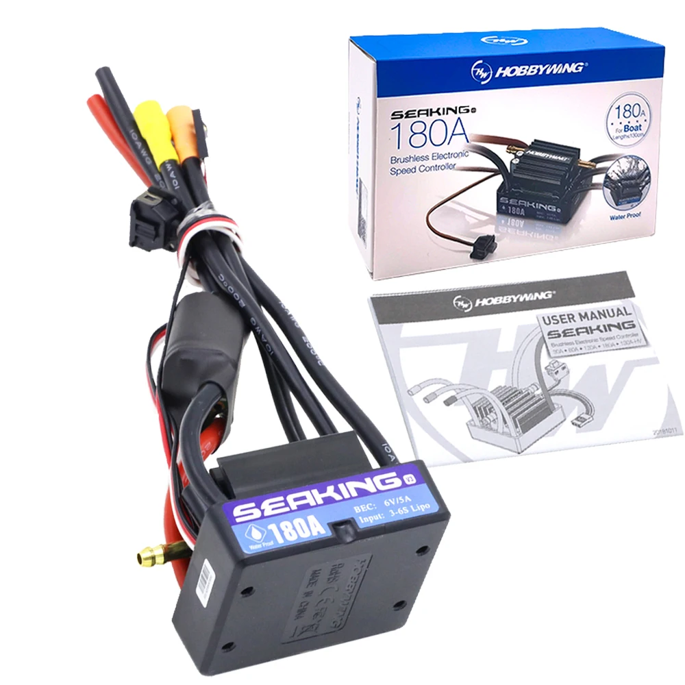 Hobbywing Brushless ESC SeaKing V3 Waterproof 180A 2-6S Lipo Speed Controller 6V/5A BEC  for RC Racing Boat