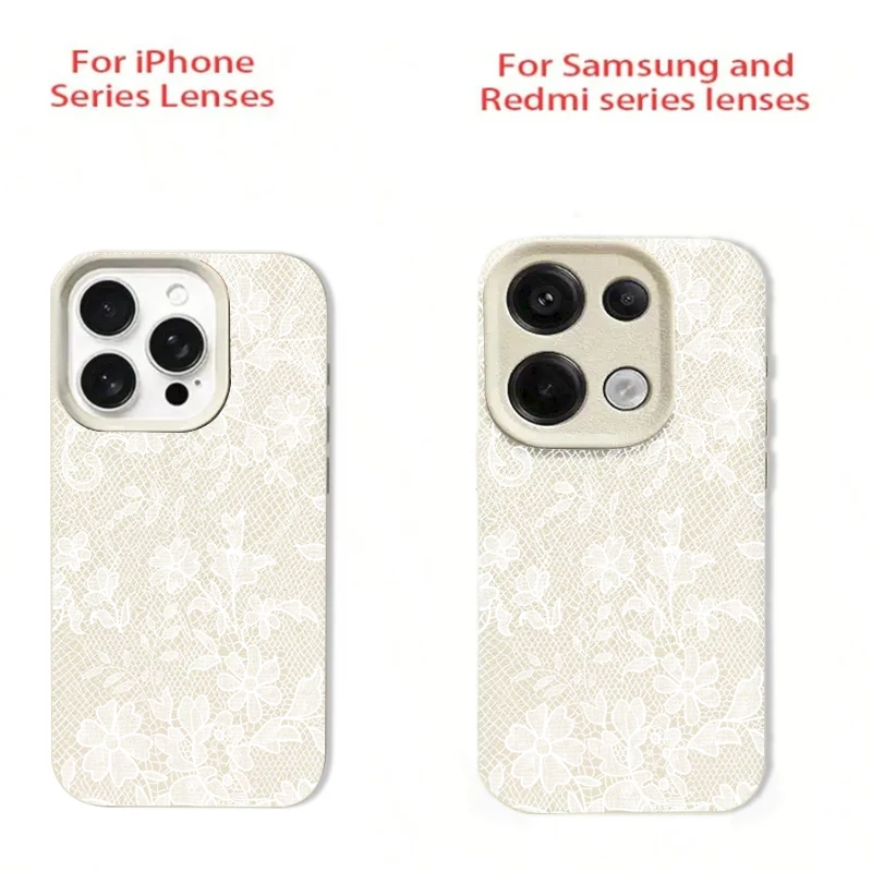 Retro French Lace Flower Print Phone Case For Xiaomi 15T Pro Poco F7 F6 X7 X6 X5 M6 Pro For Xiaomi 15 14 13 14T 13T Soft Cover