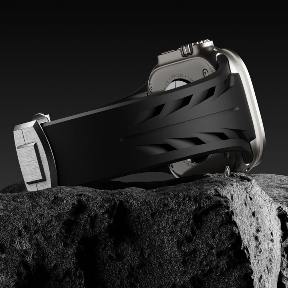 حزام ساعة رياضية فاخرة لساعة أبل Ultra2 49 مللي متر 46 مللي متر 45 مللي متر 44 مللي متر حزام مطاطي Iwatch 10 9 8 7 SE 6 5 4 ملحقات حزام الساعات