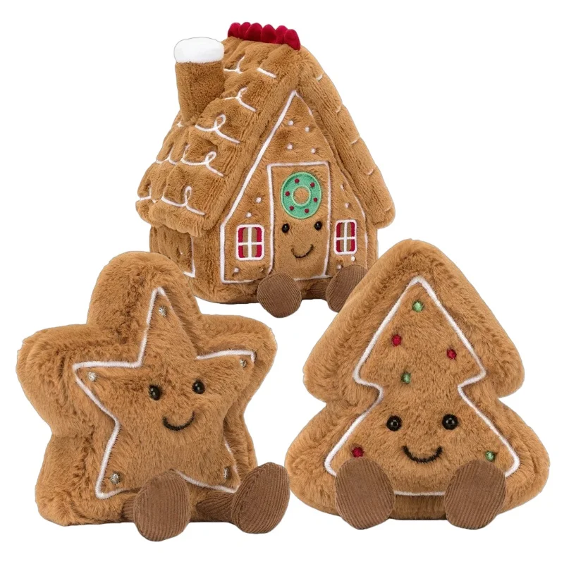 

Забавные рождественские пряники, плюшевые милые мягкие игрушки с улыбающимся лицом, мягкие рождественские праздничные домашние праздничные вечерние декорации, подарки для детей