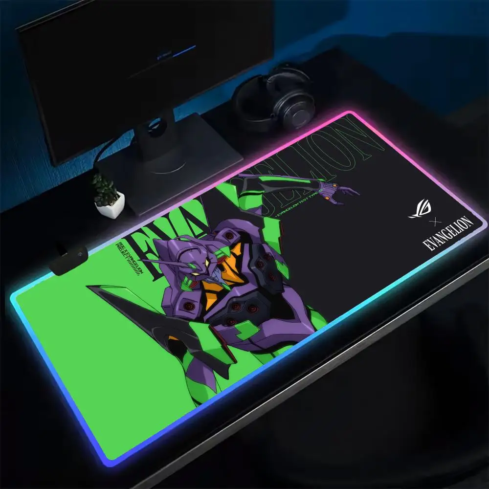 Super eva x rog mouse pad anime gaming mouse pad led almofadas de mesa retroiluminado borracha desktop xxl rgb tapetes de mesa