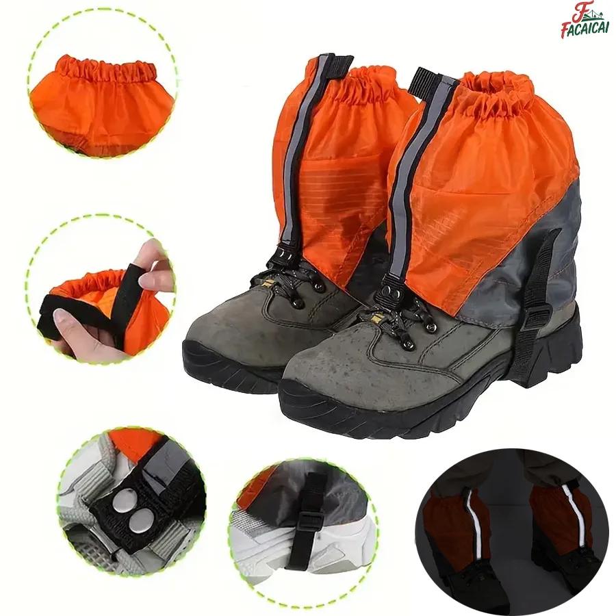 

Outdoor Sandproof Ankle Gaiters With Reflective Strips Waterproof Legging Tourist Snow Foot Cover For Hiking Mountaineering