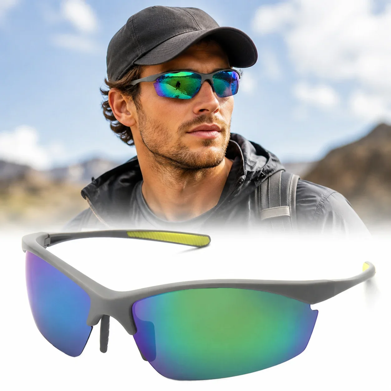 

Half-Frame TR90 Sports Sunglasses, UV400 Windproof & Dustproof, Polarized for Cycling, Hiking, Fishing & Golf
