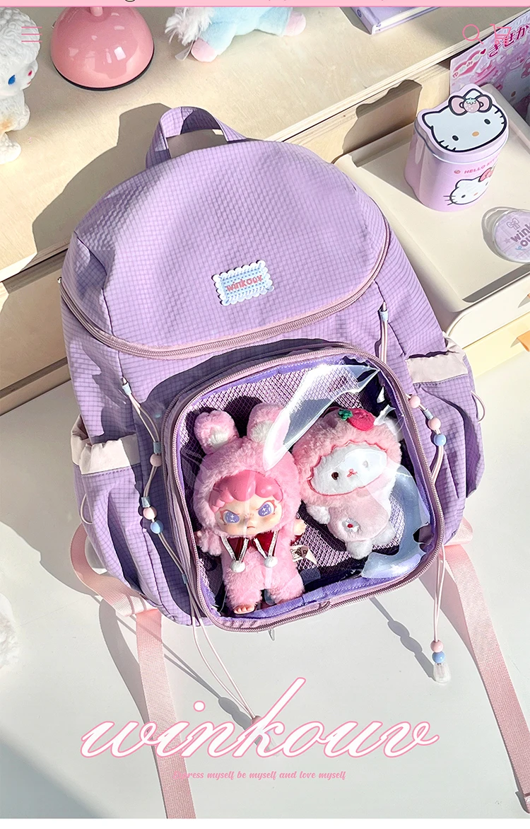 Two-dimensional Element Small Capacity Double Shoulder Large Capacity Pain Bag Japanese Original Commuter 20cm Cute Baby Bag