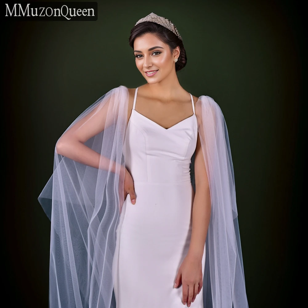 MMQ MG37 Long Cathedral Length Bridal Veil Evening Bolero Bridal Cloak for Wedding Dress Bolero Party Accessory DIY Customize