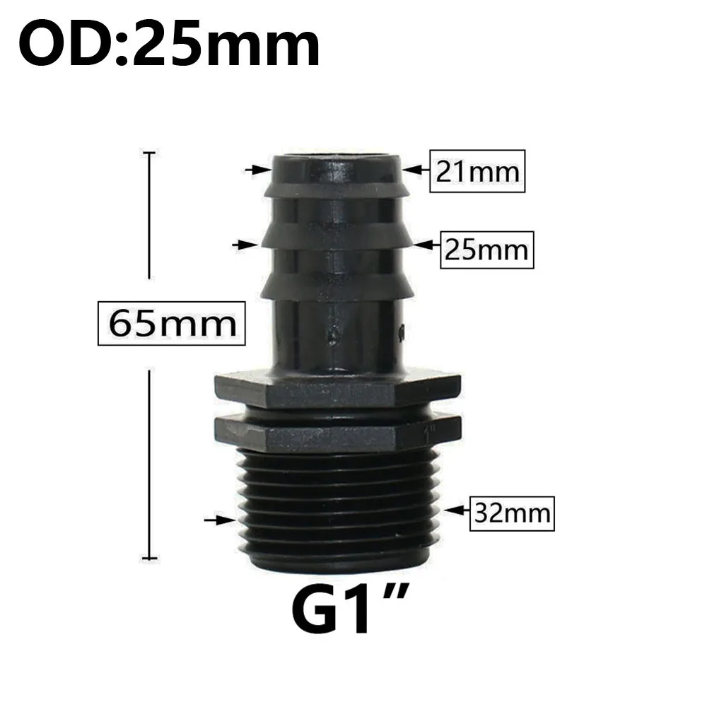 5pc 16/20/25/32mm Garden Hose PE Tube Barb Connector 1/2 3/4 1\