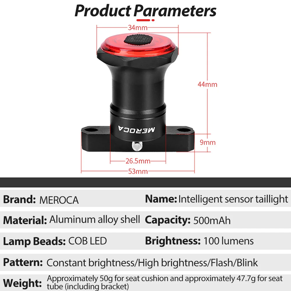 NEWBOLER Smart Bicycle Rear Light Auto Start/Stop Brake Sensing IPx6 Waterproof USB Charge cycling Tail Taillight Bike LED Light