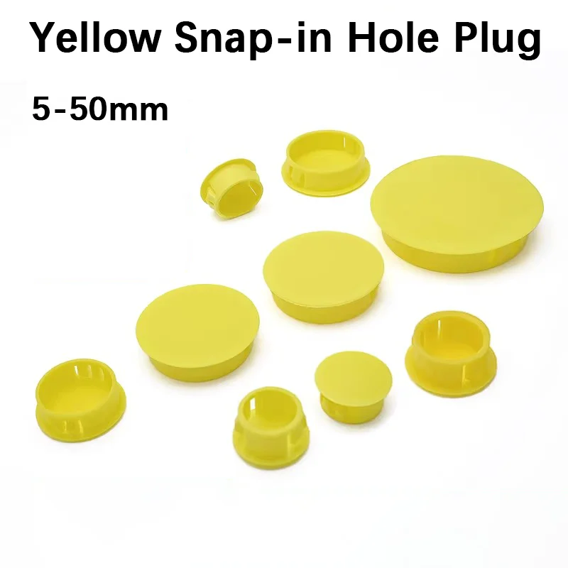 10-100pcs Yellow 5/8/10/16/20/35/38/40/45/50mm Nylon Snap-in Hole Plugs Screw Hole Covers Security Door Panel Hole Plugs