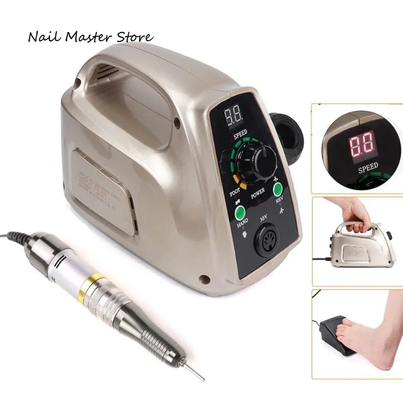 65W Electric Nail Drill Machine 35000RPM Nail Cutter Grinder Manicure Pedicure Drill Machine for Nails Polish Nail File