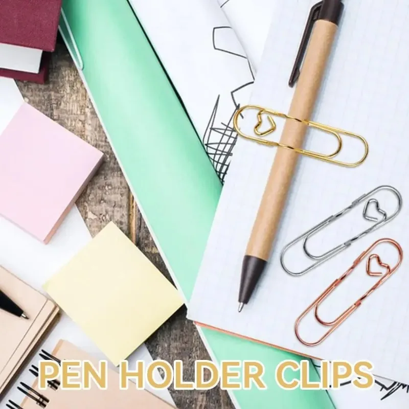 10-30PCS Metal Heart Shaped Pen Clip Multifunctional Paper Clip Holder For Back To School Notebook Pencil Office Stationer
