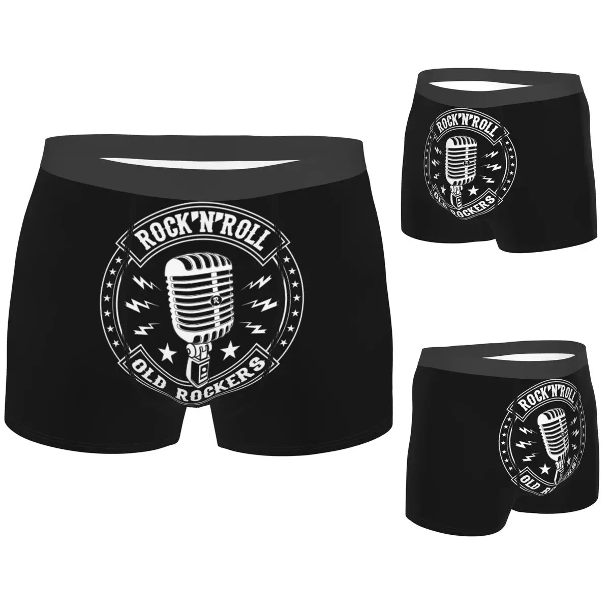 

Boxer Underpants Shorts Microphone Rock And Roll Rockabilly Panties Men Ventilate Underwear for Homme Man Boyfriend Gift