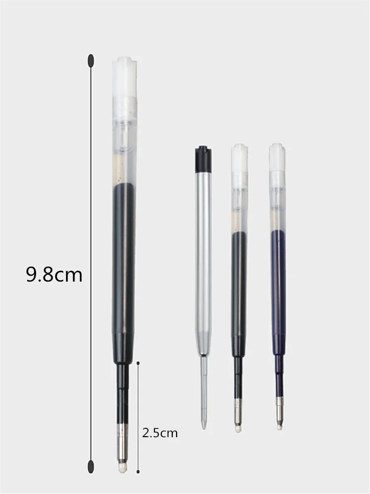 9.8cm G2 Gel pen refills 0.5MM Black and Blue Rotating Business Metal Pen Replacement Core Plastic press pen refill