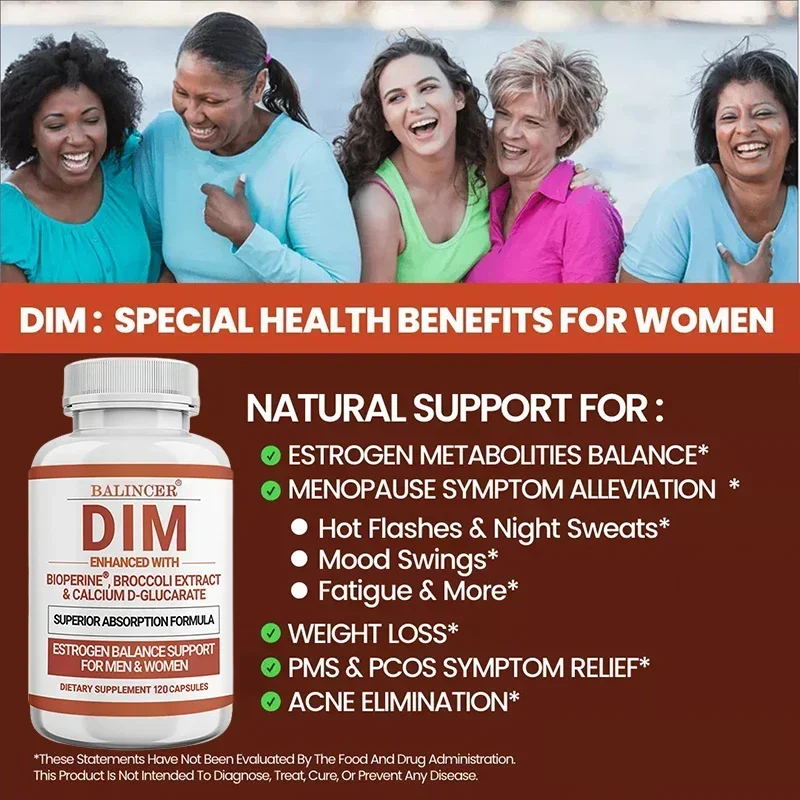 DIM Supplement - Helps Relieve Fatigue, Lack of Energy, Muscle Loss and Hair Loss, and Promotes Balance of Mind and Body