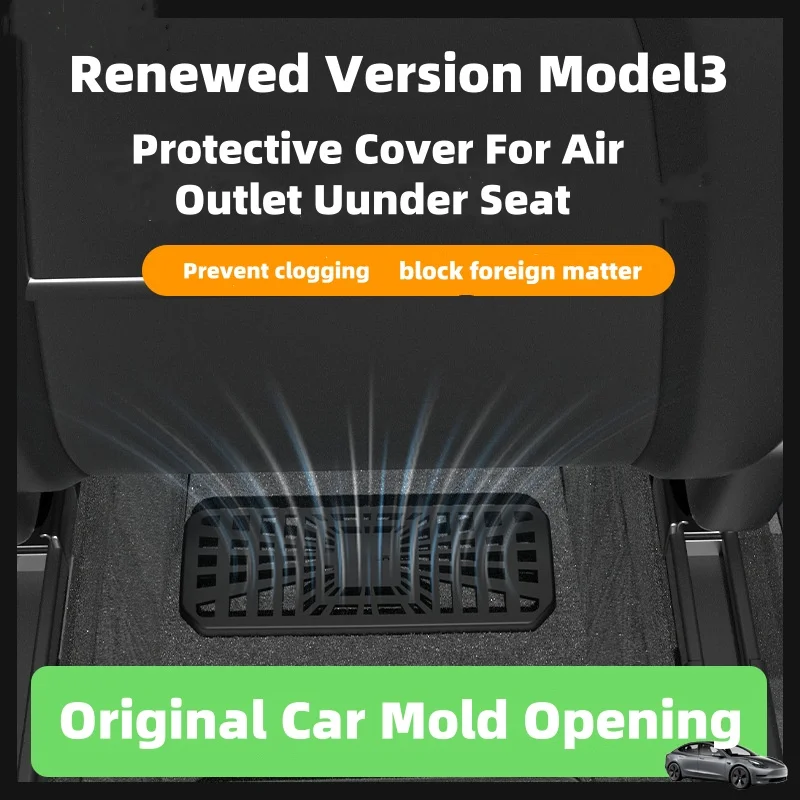 For Tesla Model 3 Highland 2024 Under Seat Air Condition Outlet Grille Air Outlet Protective Cover Modification Accessories