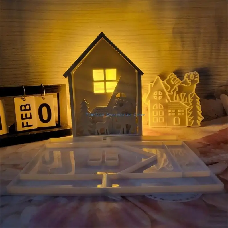 97QE Multipurpose Festival Christmas Reindeer House Molding Set with Sturdy Silicone and Gypsum Options for Artistics