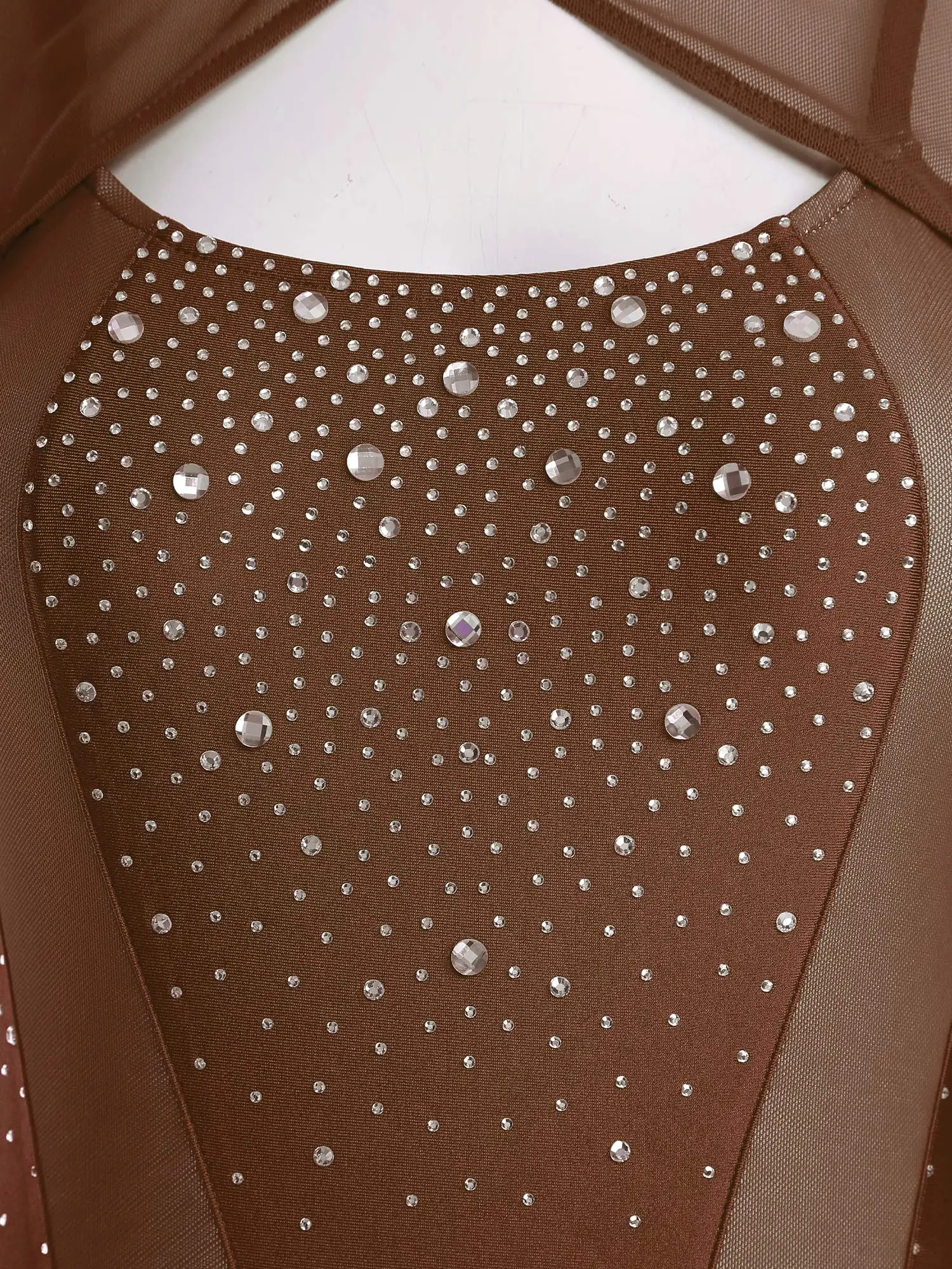 Trikots für Tanz, Damen, Eiskunstlauf, Rhythmisches Gymnastikkostüm für Leistungswettbewerb, lange Ärmel, Strass-Body