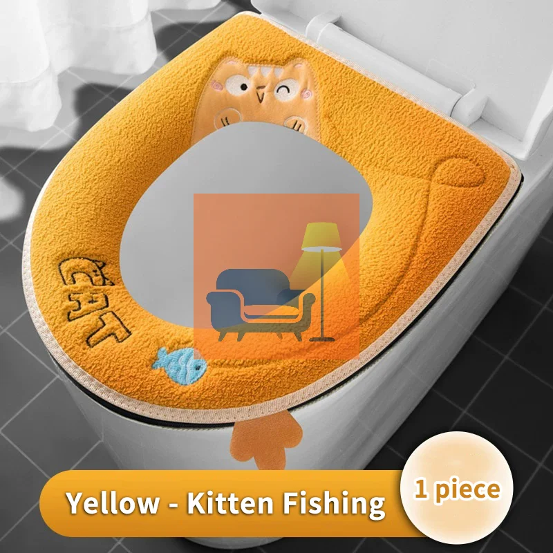 

Universal Waterproof Toilet Seat Cover Cute Pattern Closestool Mat Soft Warm Toilet Seat Cushion Bathroom Toilet Lid Accessories