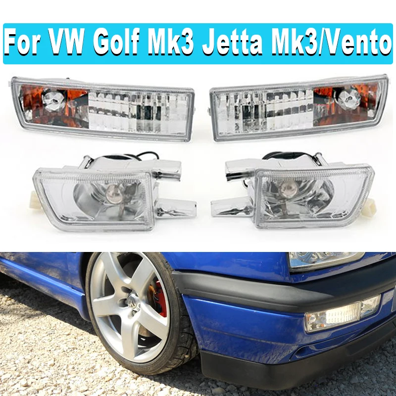 Four-door VW Jetta Golf White Front Fog Lamp Kit Corner  For VW Golf Mk3,VW Jetta Mk3 / Vento 1993-1998 Signal Lamp