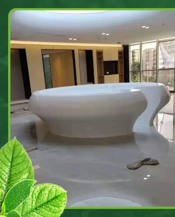 

Artificial stone bar pure acrylic curved circular reception desk simple double tea table in the hotel lobby