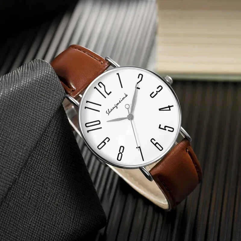 Men's Watch Business Belt Minimalist Digital Quartz Watch Ultra-thin Men's Is A Casual Watch Relogio Masculino Reloj Hombre