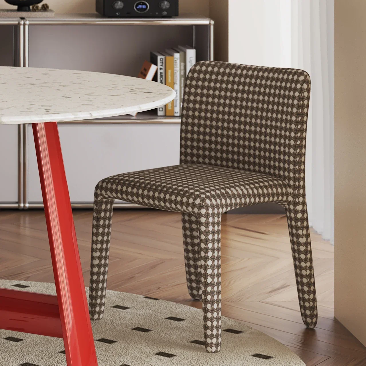 

A Restaurant Chair Nordic Vintage Design Modern Minimalist Household Fabric Backrest Dining Chair for Hotel