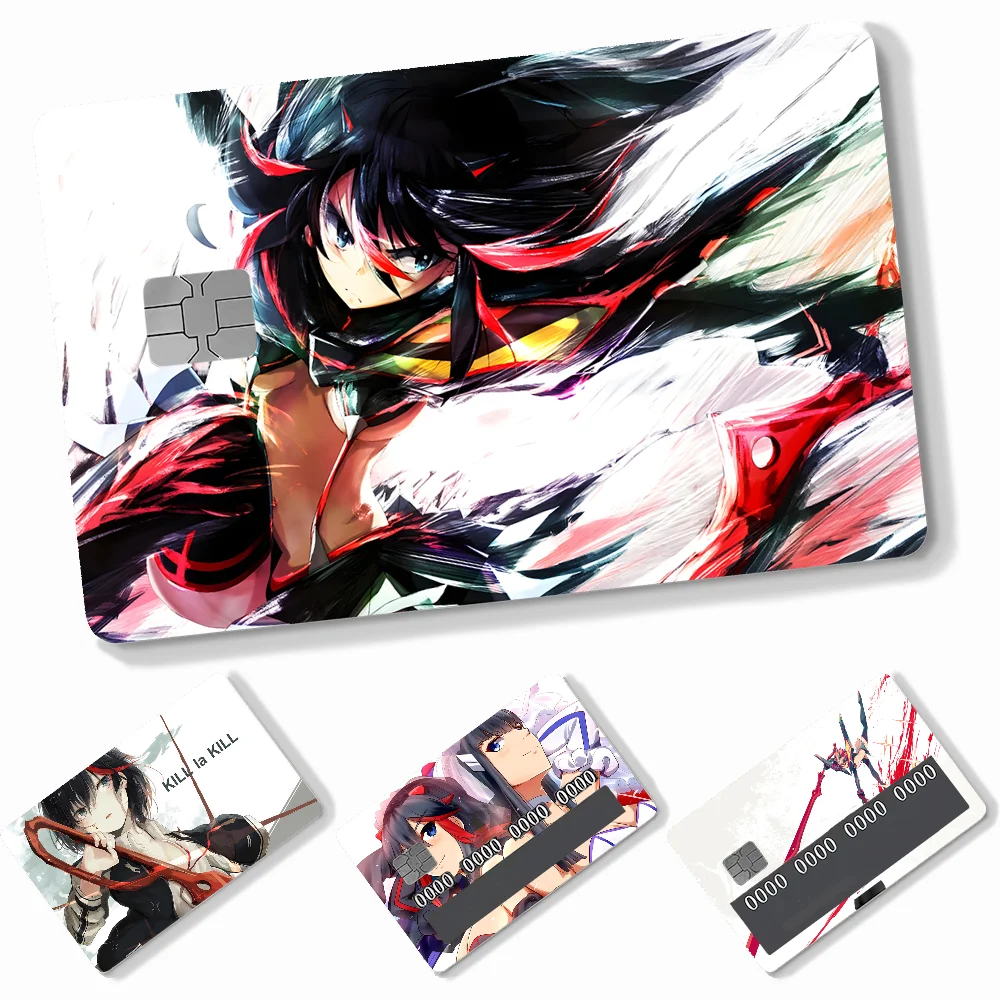 

Anime Matoi Ryuuko Card Stickers 4pcs PVC Credit Card Skin Stickers Removable Self-adhesive Protective Film