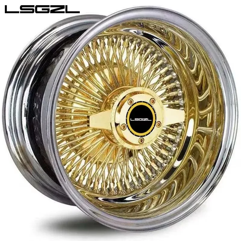High-end customized deep concave forged alloy wheel hub, multi-inch single-piece sport rims, 5×3 PCD, gold polished finish