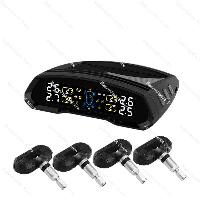 

Color screen solar built-in replaceable battery tire pressure monitoring Tire pressure detection alarm tire pressure gauge