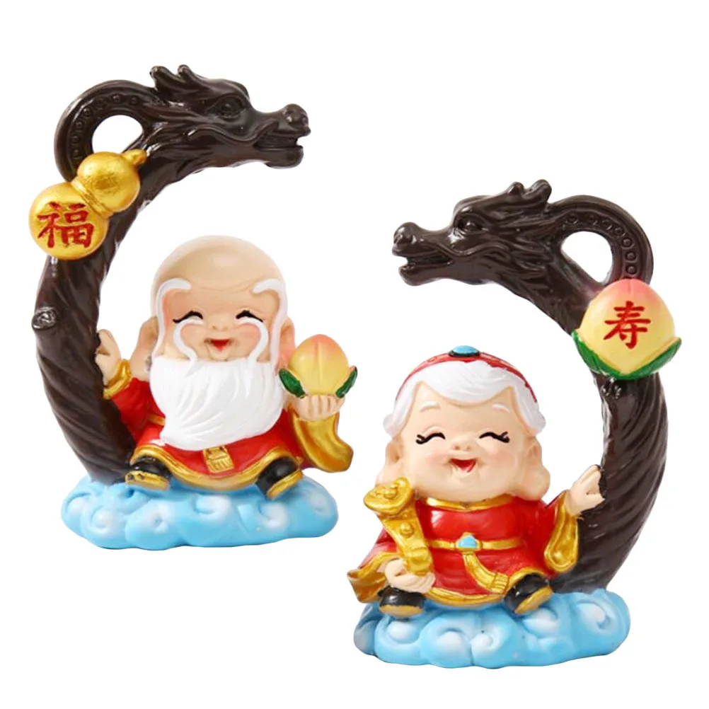 

2 Pcs Birthday In-laws Ornaments Cake Decoration Grandparents Decorations Grandma Party Elderly Couples Figurines Home Gift