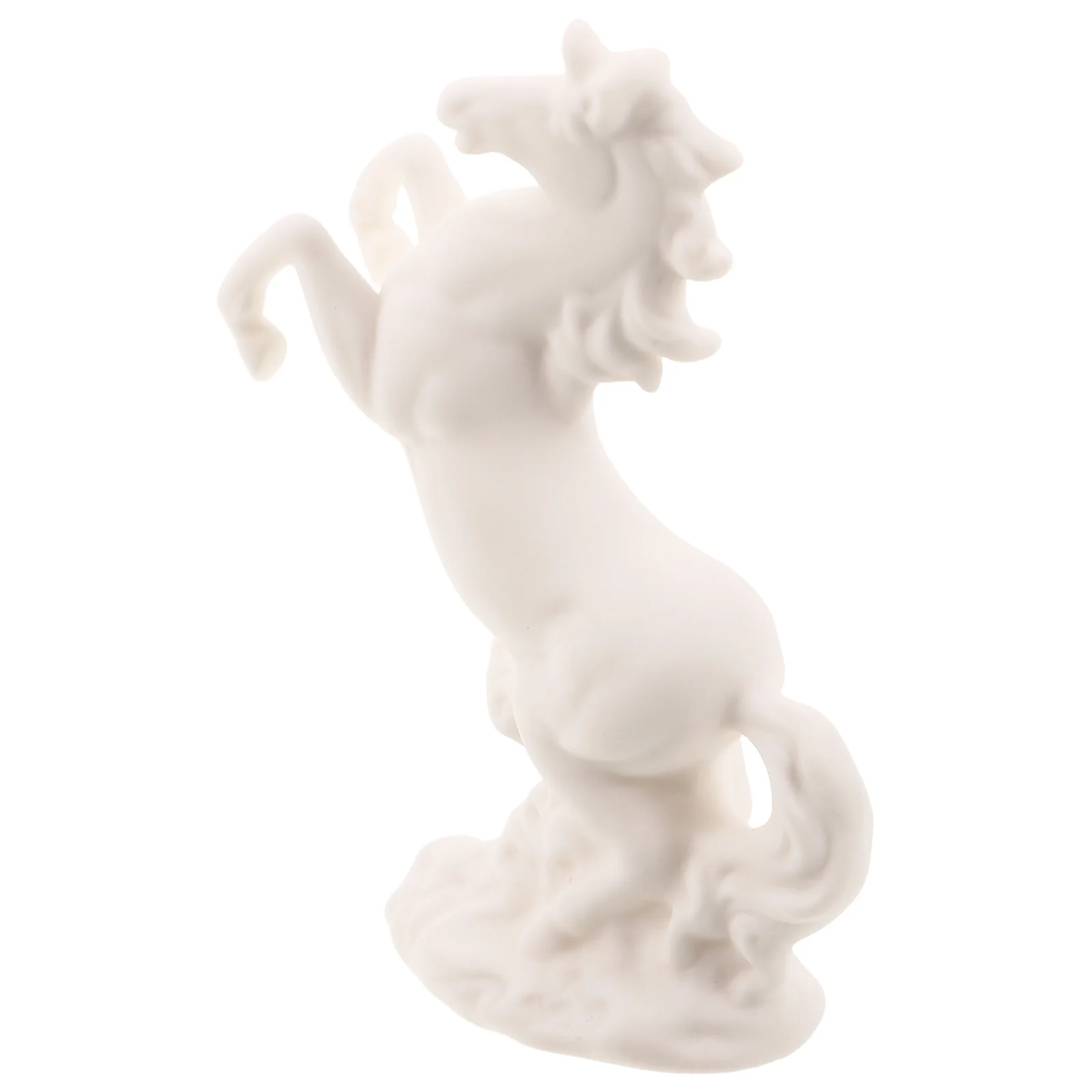 

Ceramic Horse Tabletop Sculpture White Standing Fighting Horse Statue Office Home Decor Prosperity Fengshui Ornament